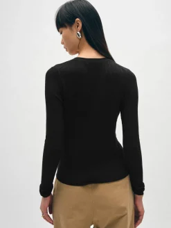 linen gauze ribbed v neck cardigan