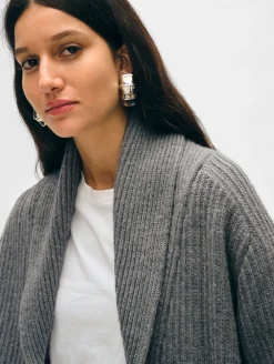 merino blend marled shawl collar coatigan