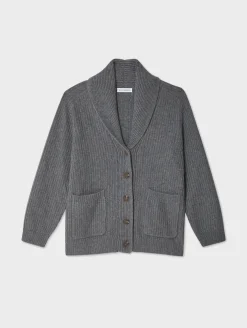 merino blend marled shawl collar coatigan