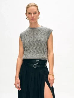 merino cashmere boucle cable vest