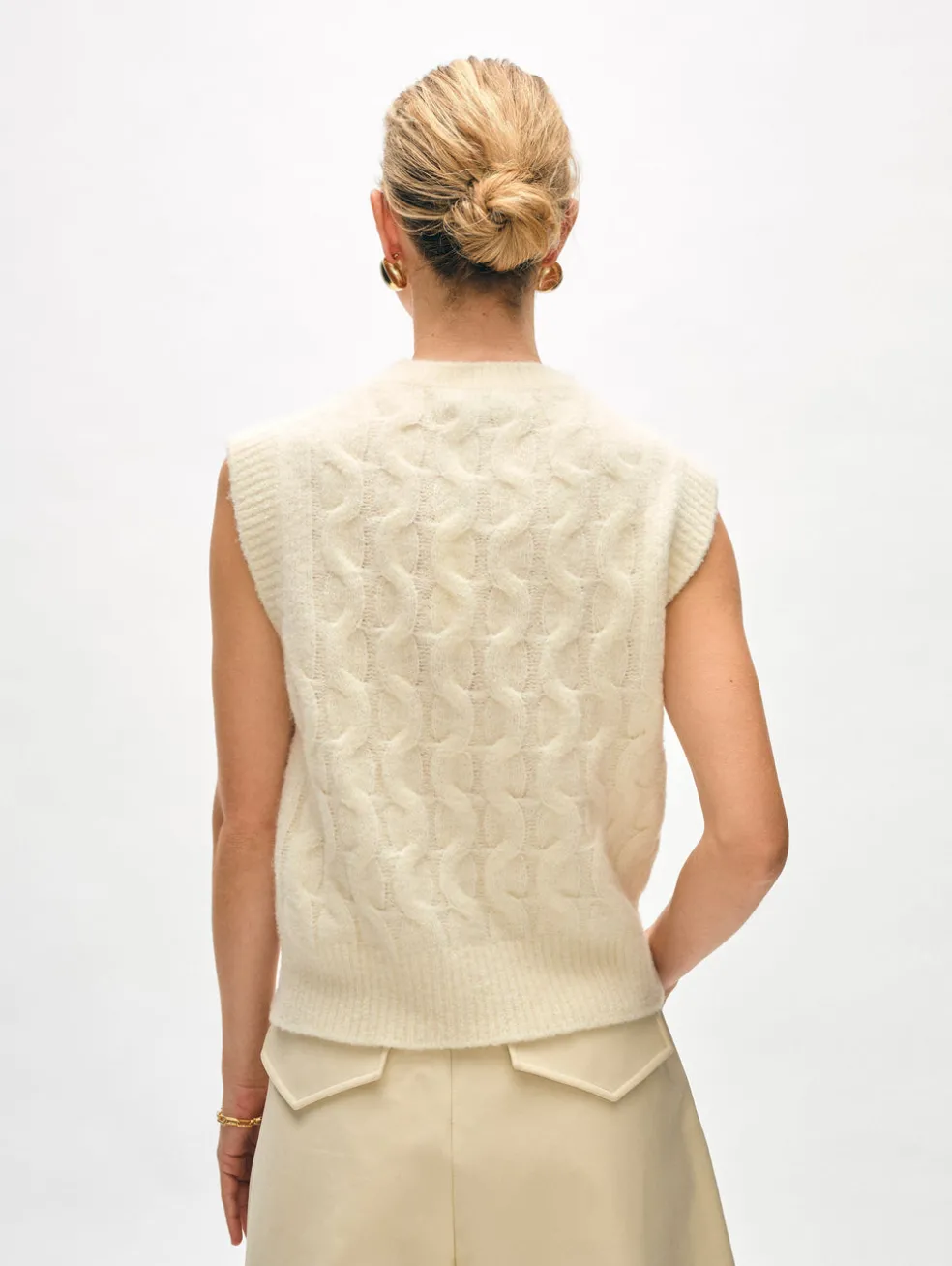 merino cashmere boucle cable vest