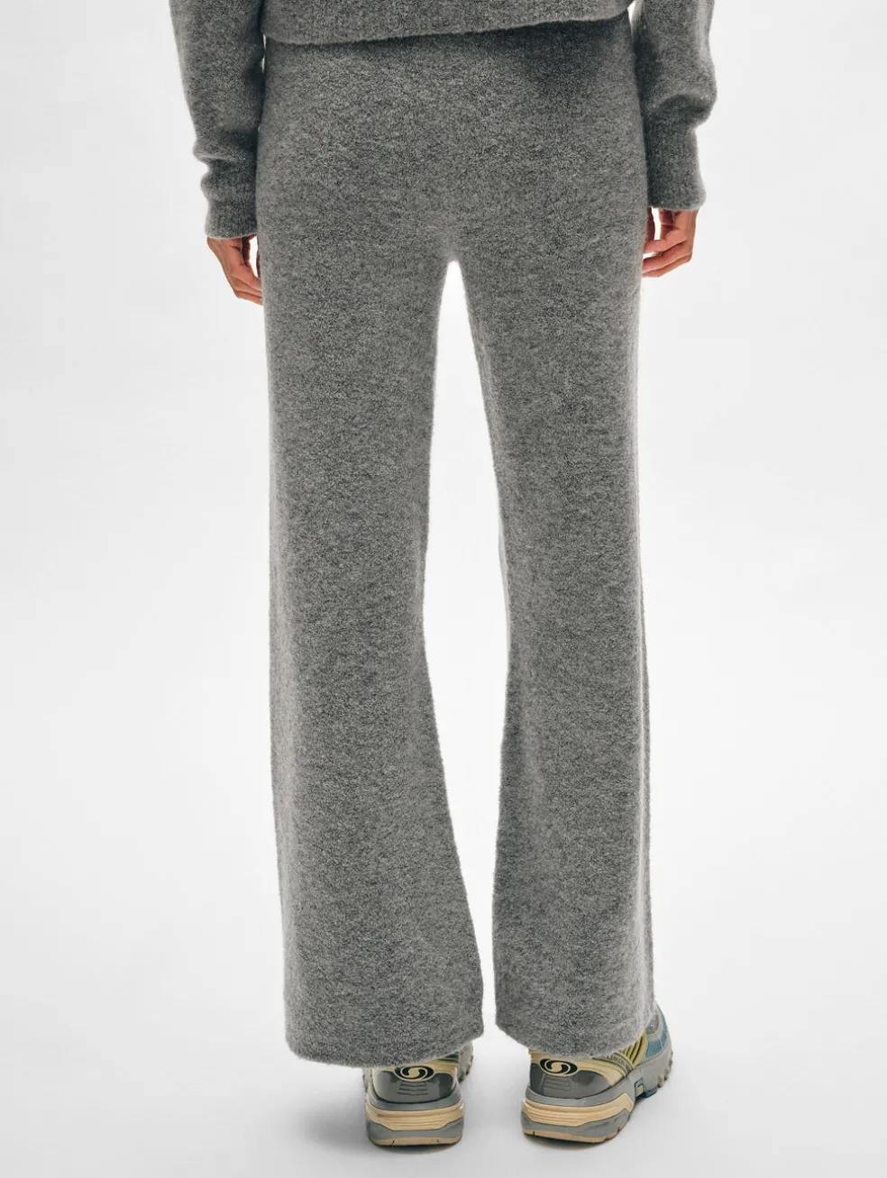 merino cashmere boucle wide leg pant