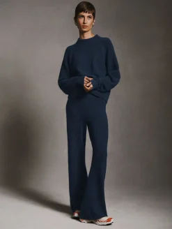 merino cashmere boucle wide leg pant