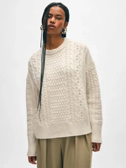 merino cashmere cable crewneck