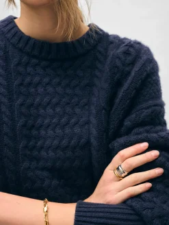 merino cashmere cable crewneck