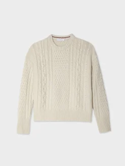 merino cashmere cable crewneck