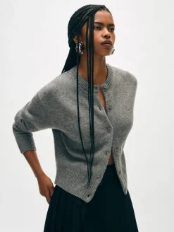 merino cashmere crewneck cardigan