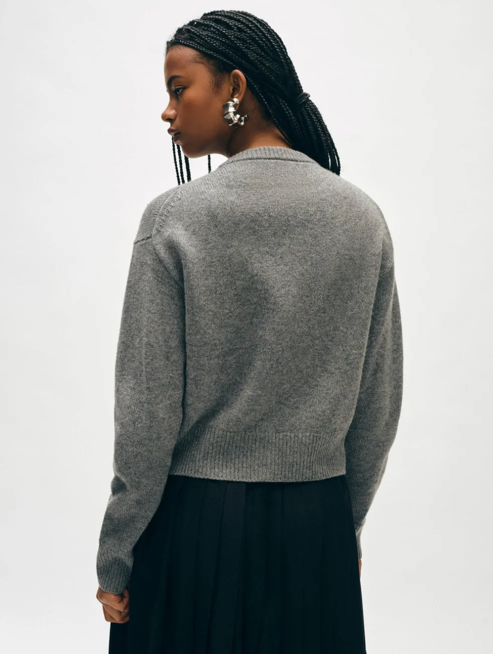 merino cashmere crewneck cardigan