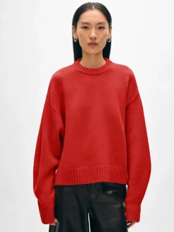 merino cashmere drop shoulder crewneck