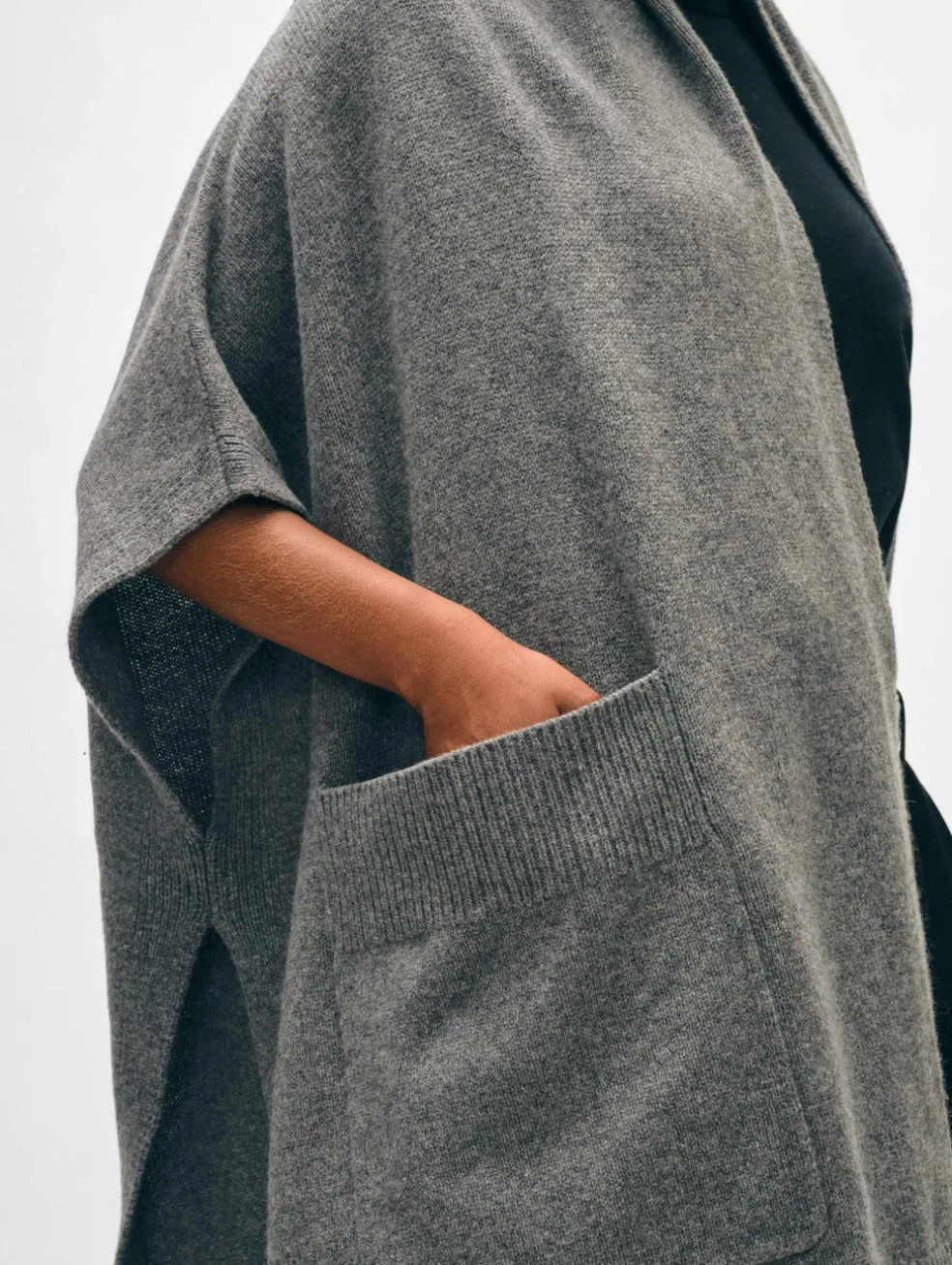 merino cashmere open poncho