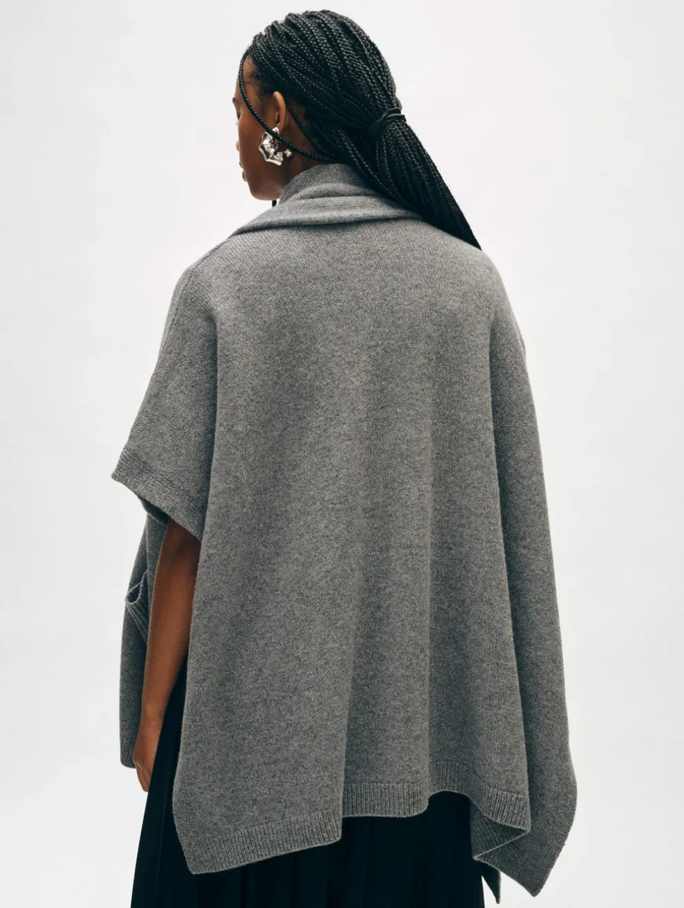 merino cashmere open poncho