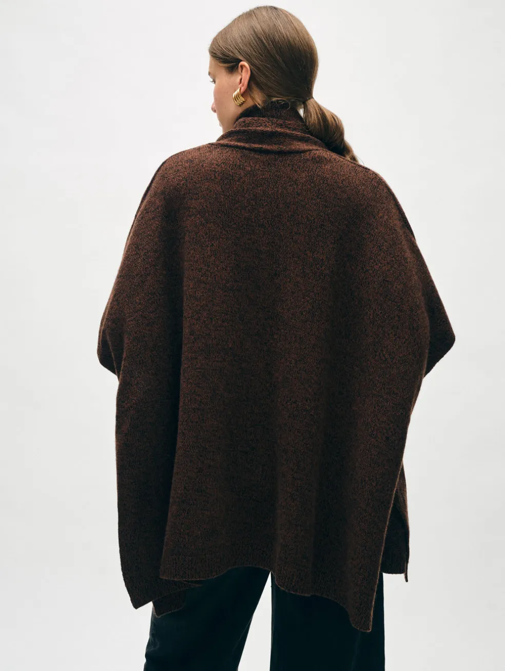 merino cashmere open poncho