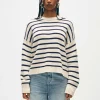 merino cashmere striped crewneck