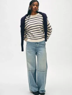 merino cashmere striped crewneck