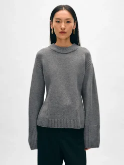 merino cashmere waisted crewneck