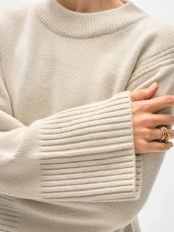 merino cashmere waisted crewneck