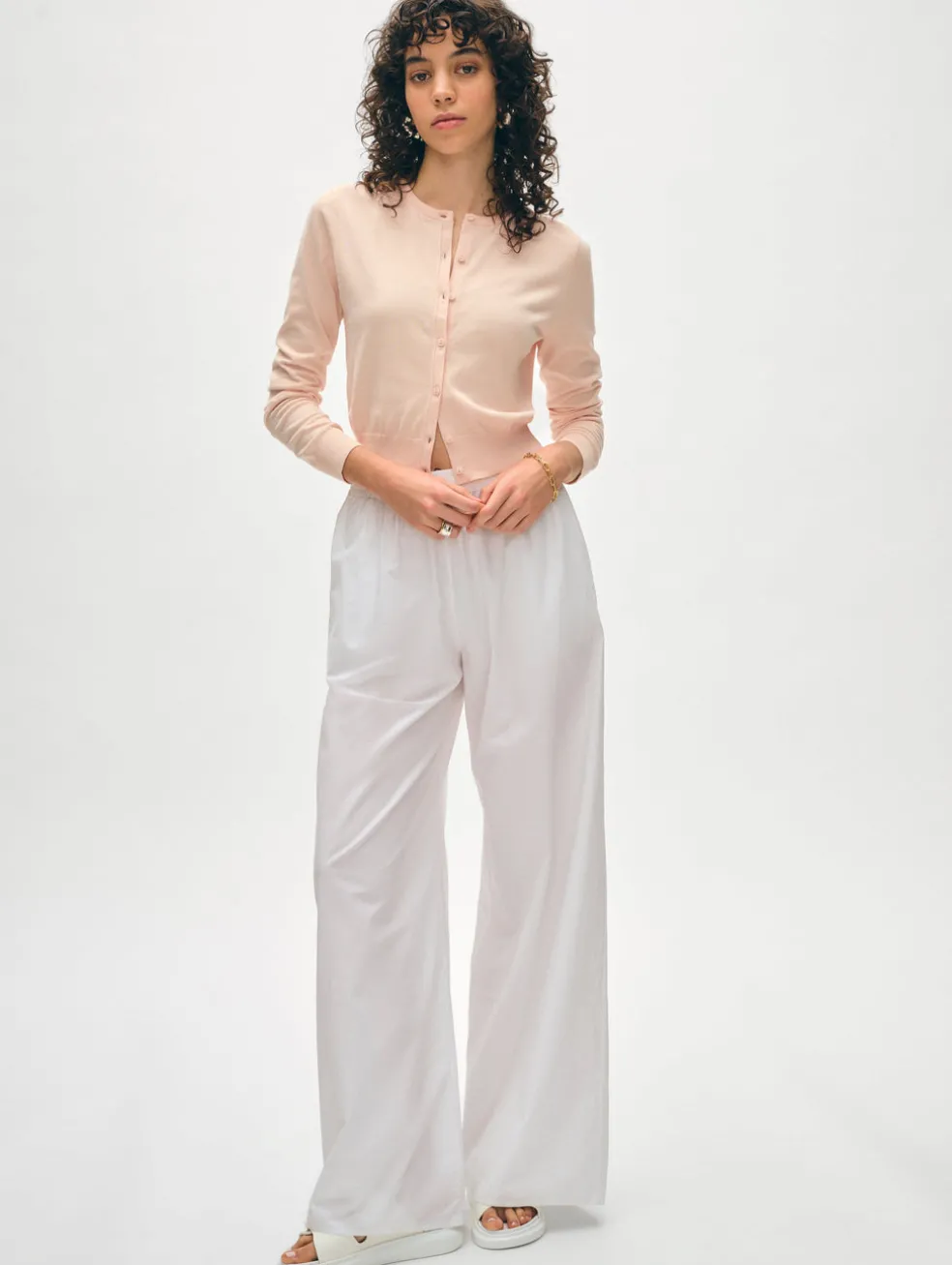 organic cotton crewneck cardigan