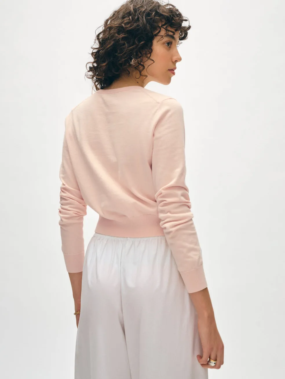 organic cotton crewneck cardigan