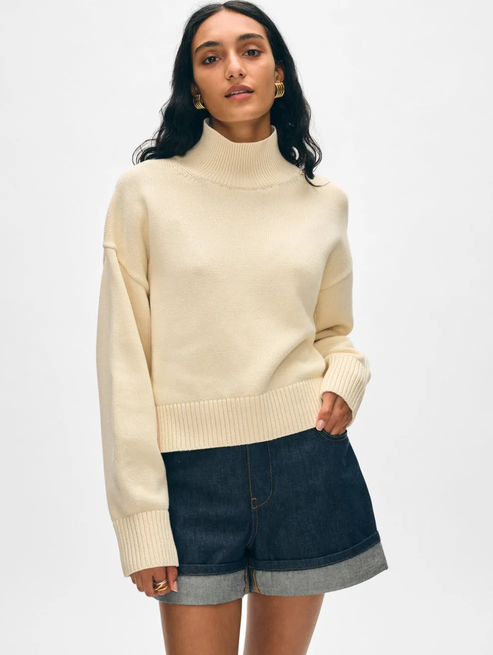 organic cotton cropped standneck