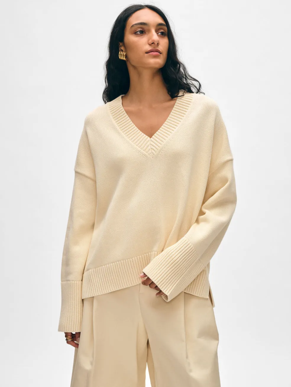 organic cotton oversized v neck