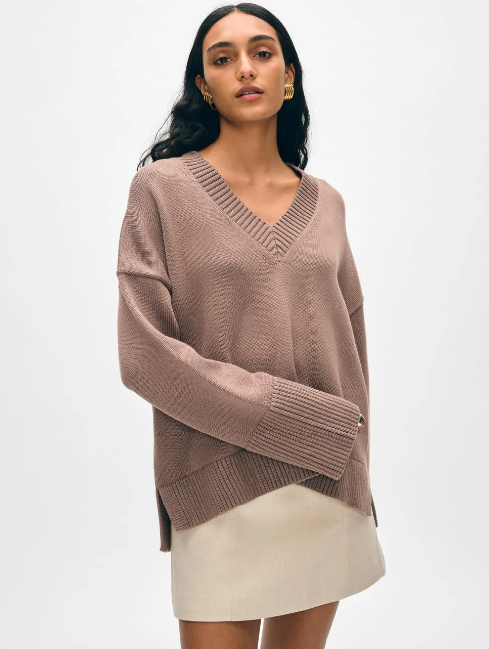 organic cotton oversized v neck