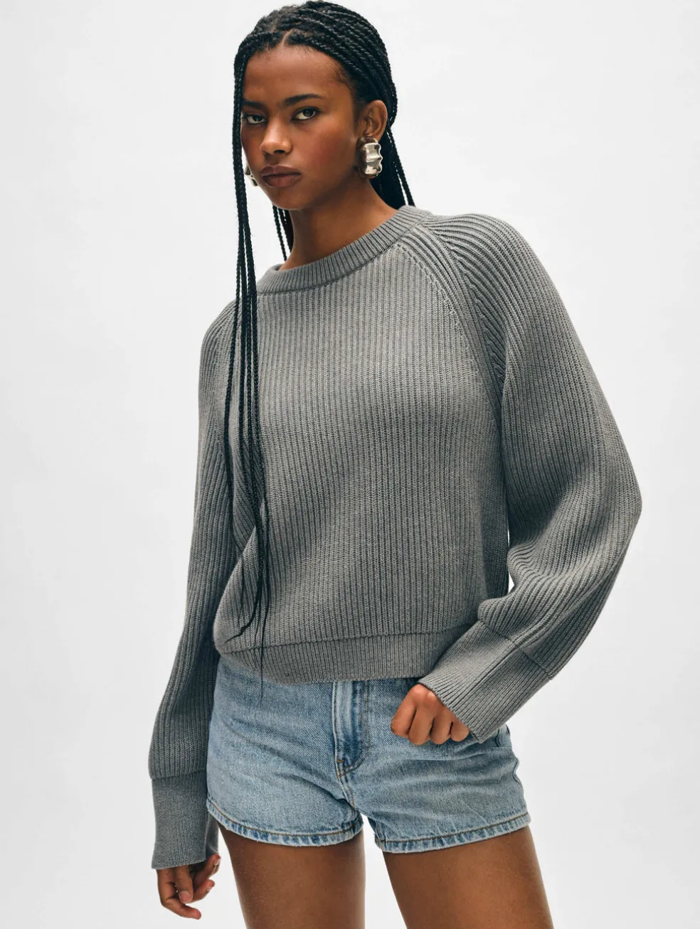organic cotton plaited crewneck
