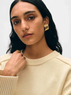 organic cotton saddle sleeve crewneck