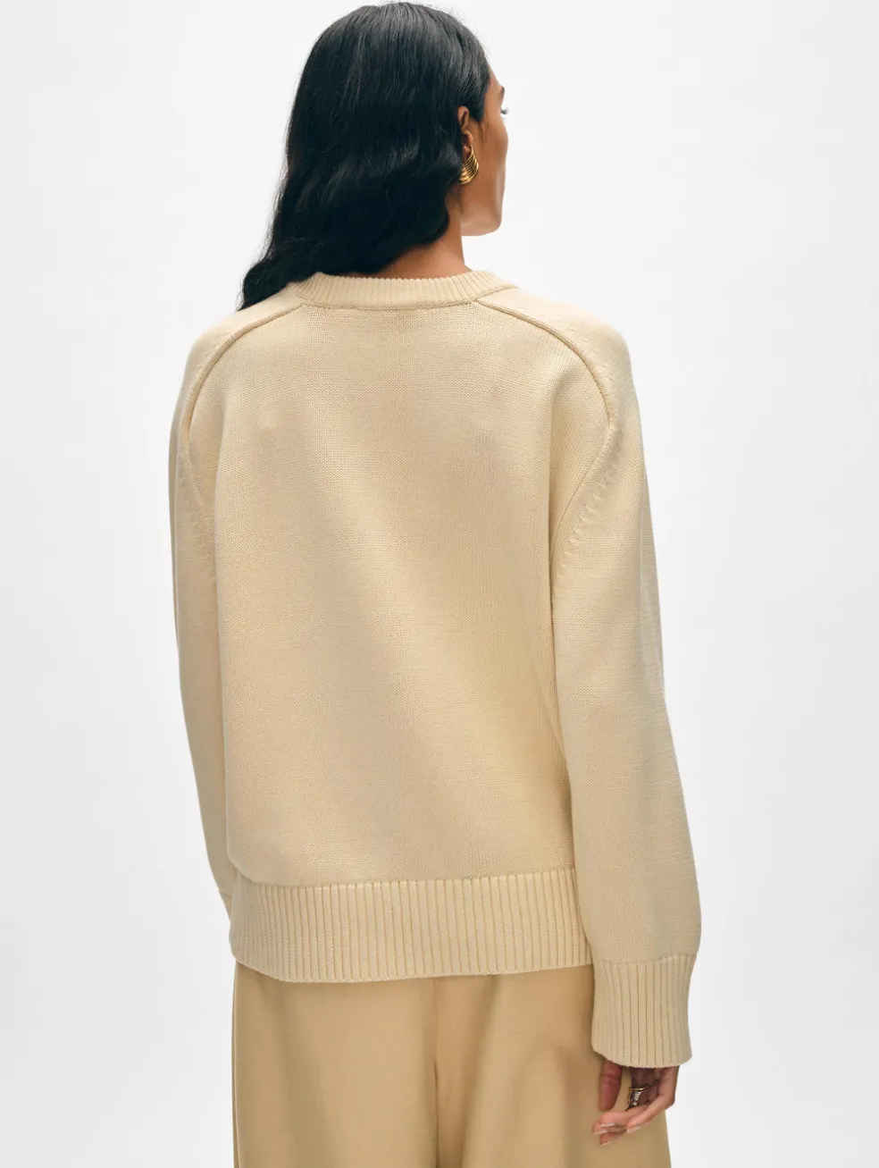 organic cotton saddle sleeve crewneck