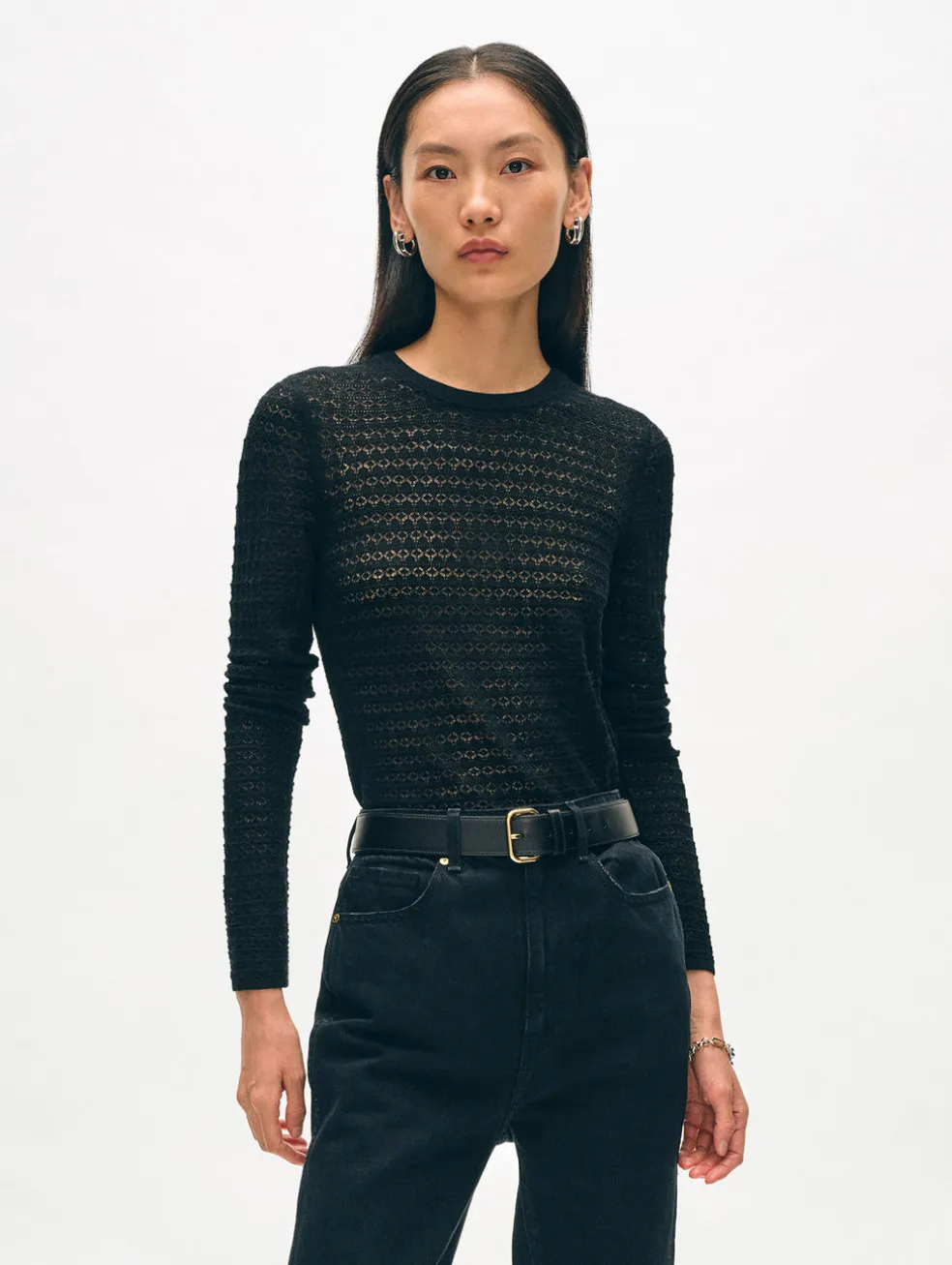 superfine merino lace stitch top