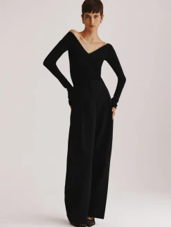 superfine merino ribbed v neck top